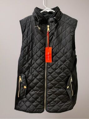 Beta House Quilted Black Vest with Gold Hardware - Red Hare